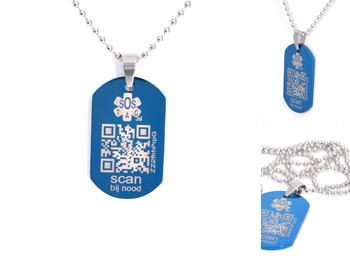 sos dogtag azuur blauw medium (112b)